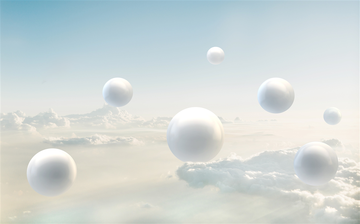 Фотошпалери білі кулі, що пливуть у небі