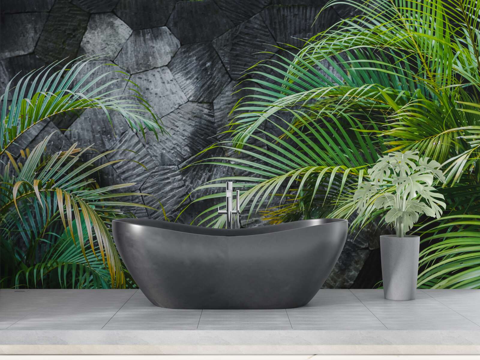 Фотошпалери папороть відходить у туманну ніч