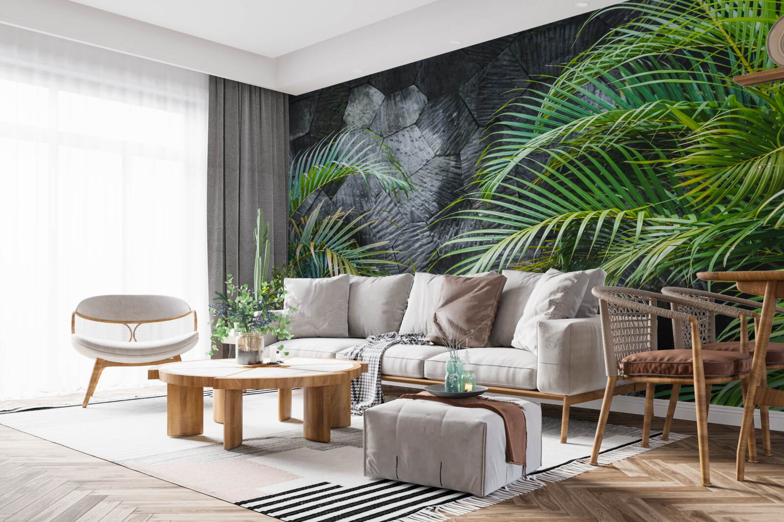 Фотошпалери папороть відходить у туманну ніч