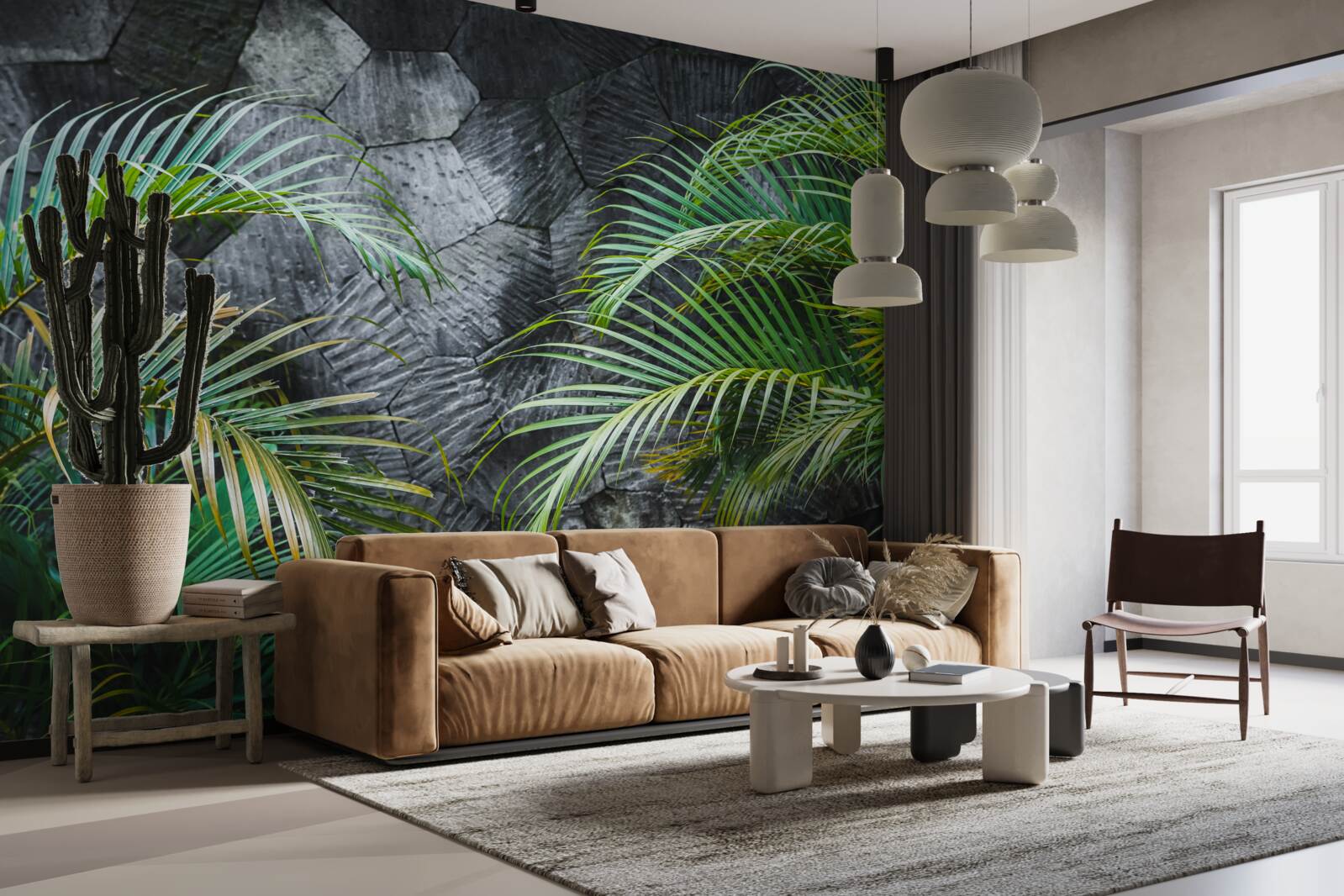 Фотошпалери папороть відходить у туманну ніч