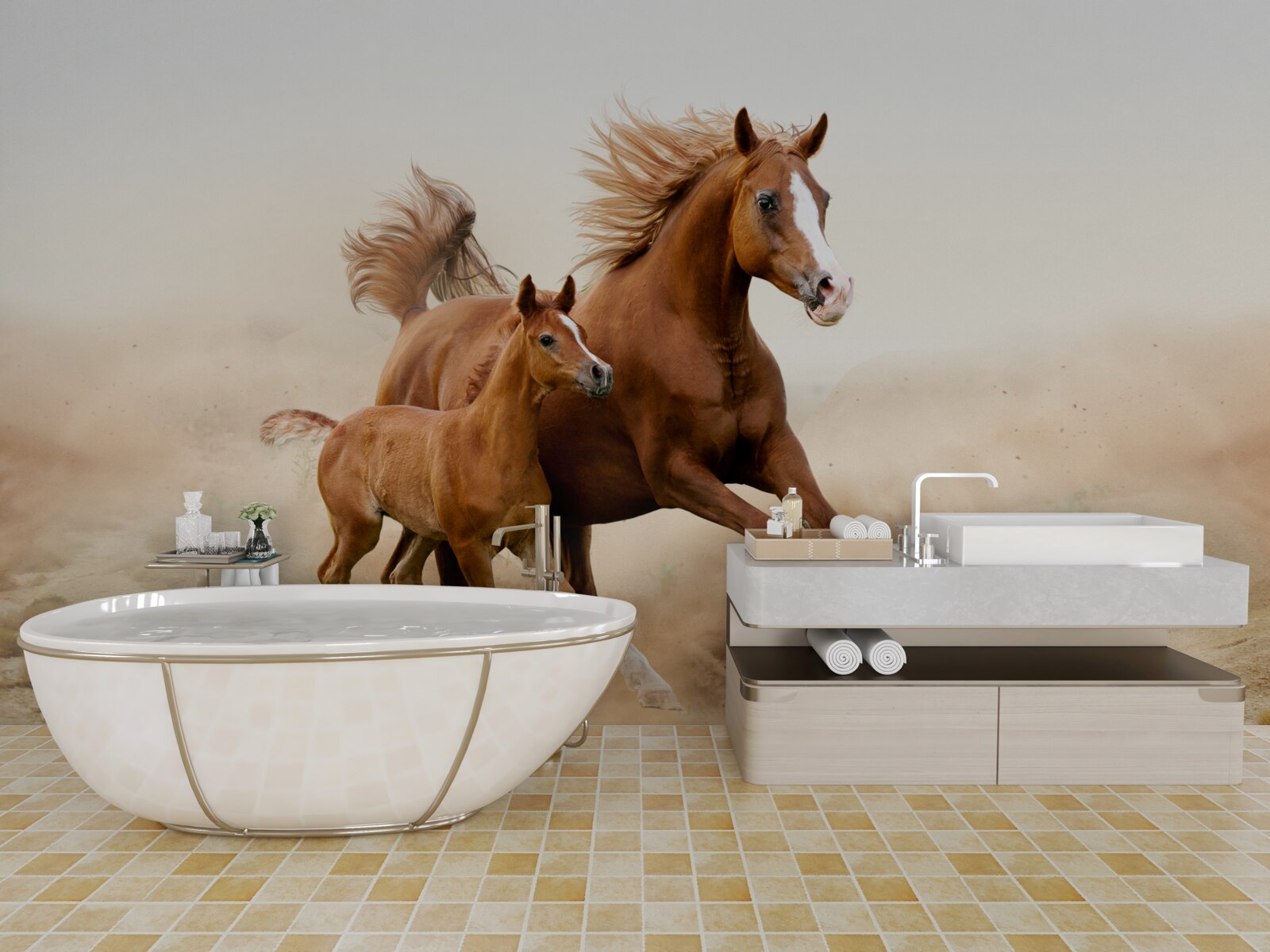 Фотошпалери бронзові перегони жеребців