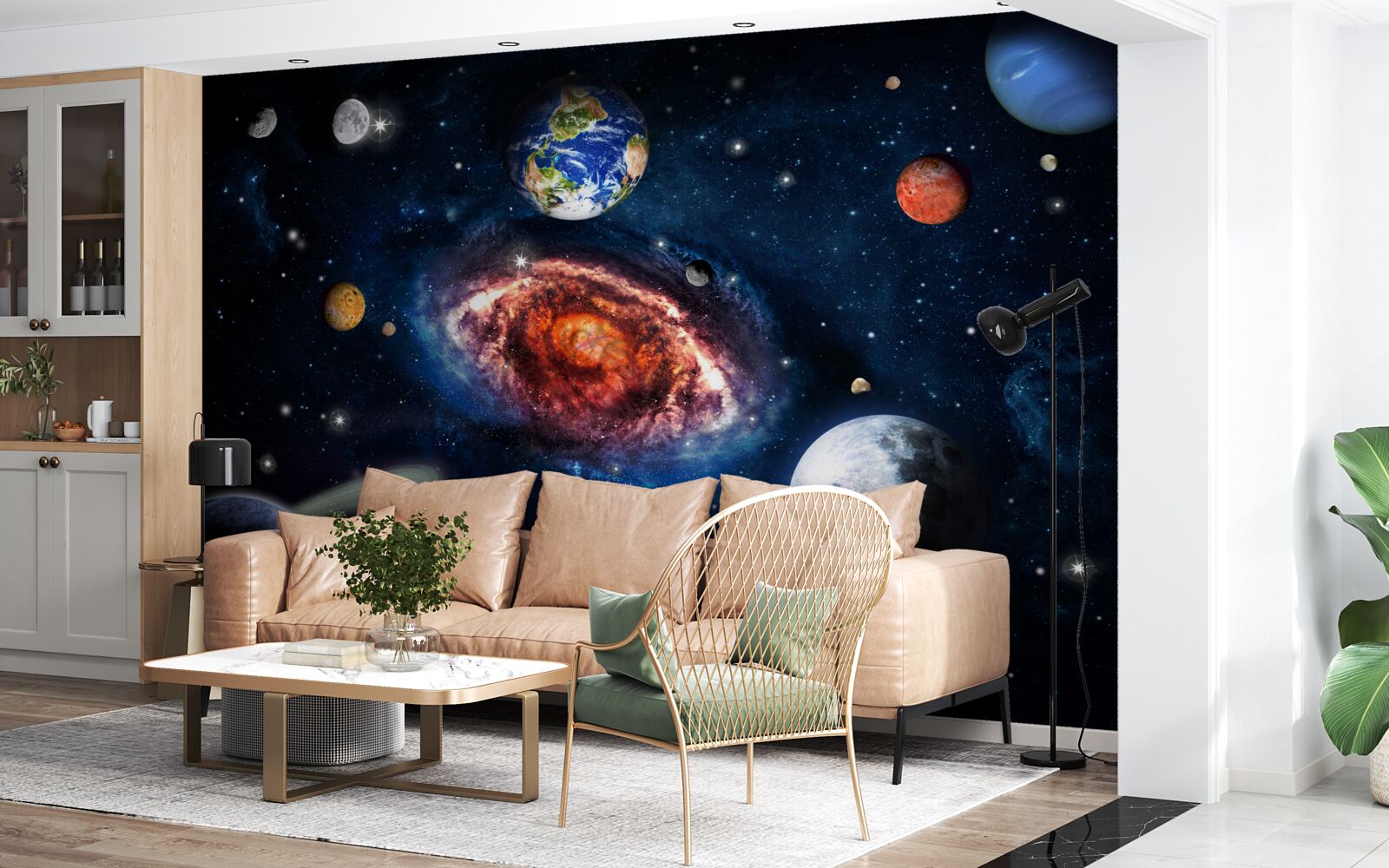 Фотошпалери галактика слугує обертовим полем для космічних об'єктів