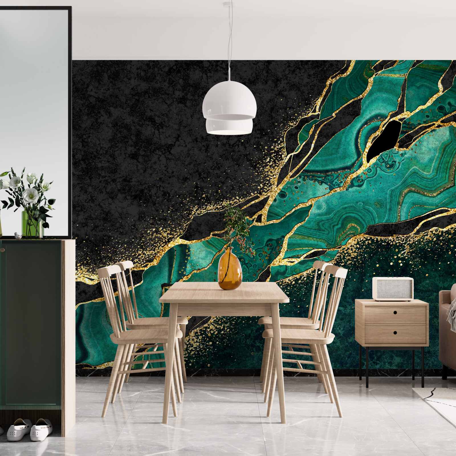 Фотошпалери непроникні морські глибини, забарвлені у відтінки смарагду