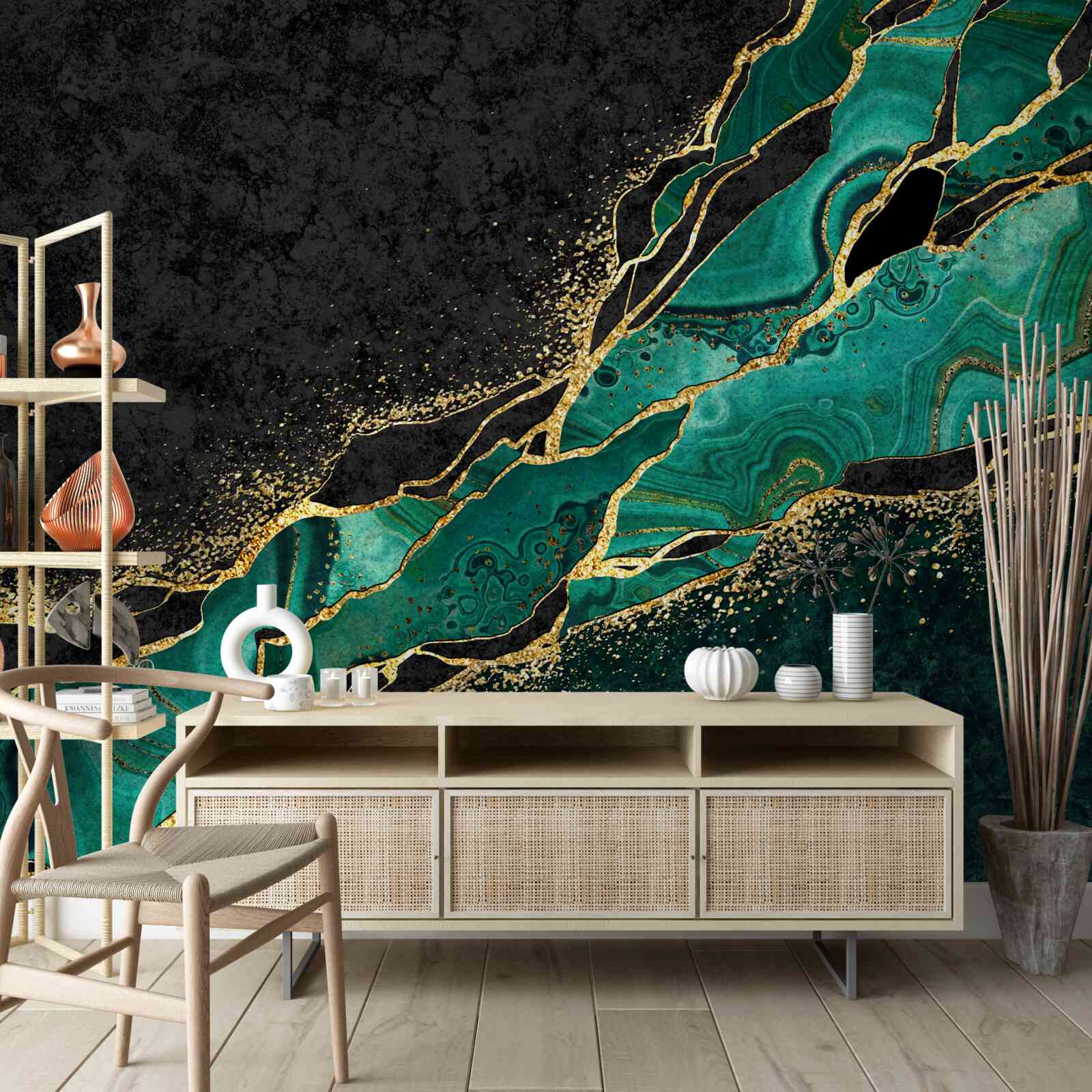 Фотошпалери непроникні морські глибини, забарвлені у відтінки смарагду