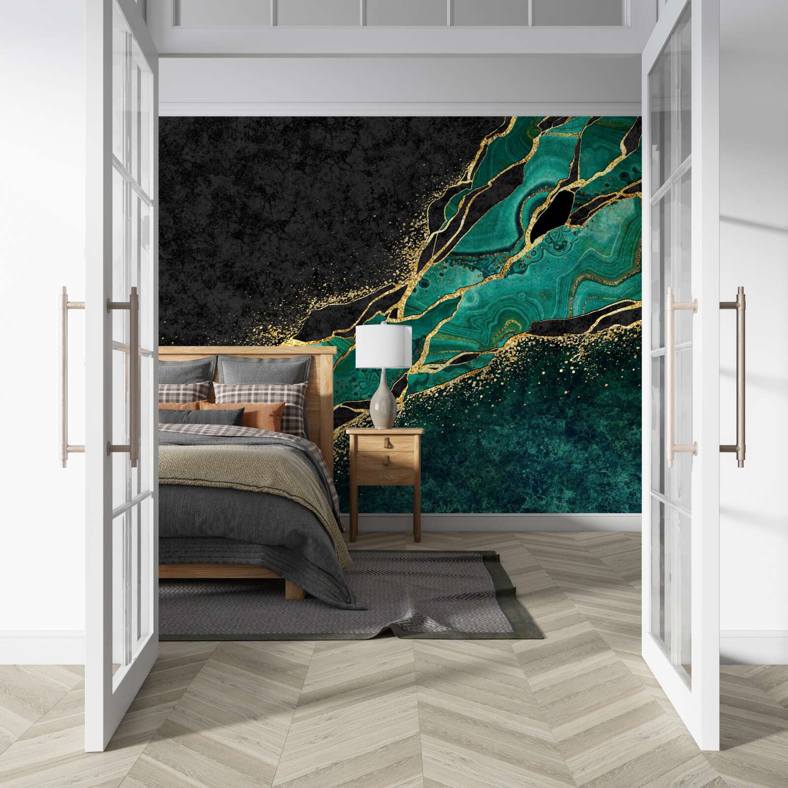 Фотошпалери непроникні морські глибини, забарвлені у відтінки смарагду