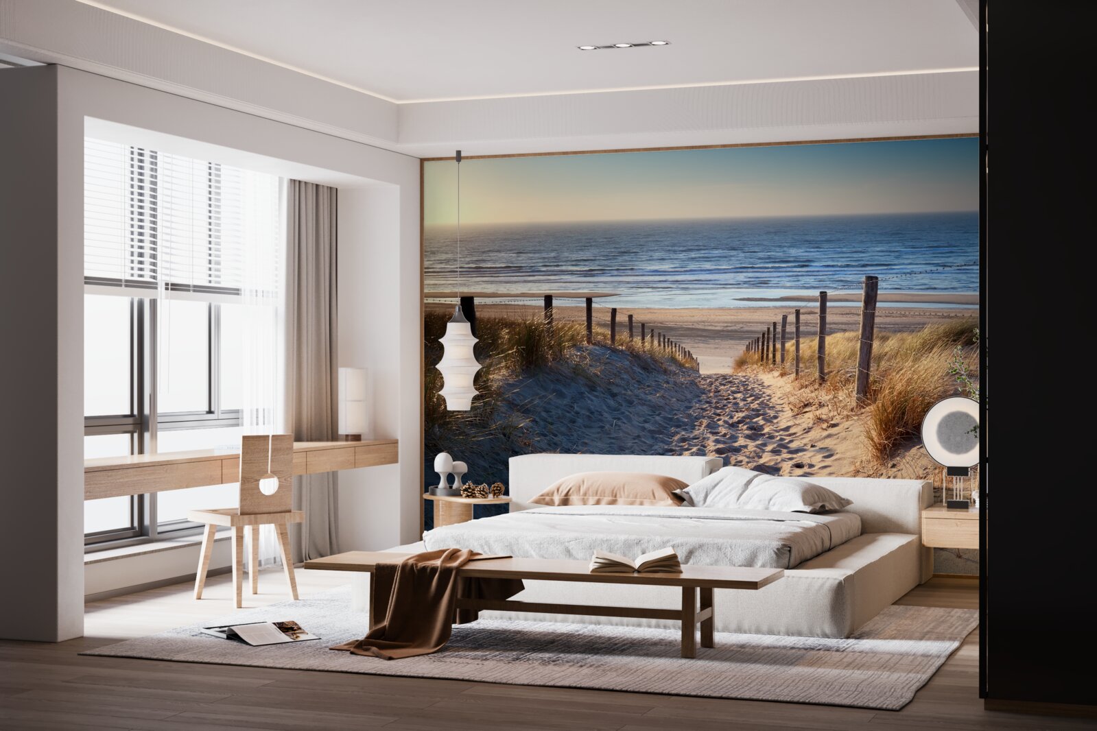 Фотошпалери спокійний океан і пляж з дрібним піском