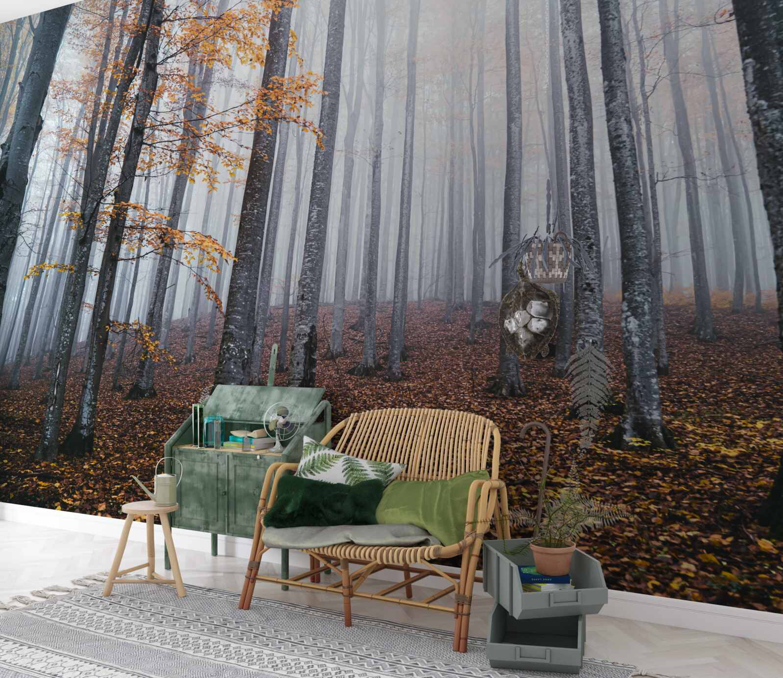 Фотошпалери туман у витонченому осінньому лісі