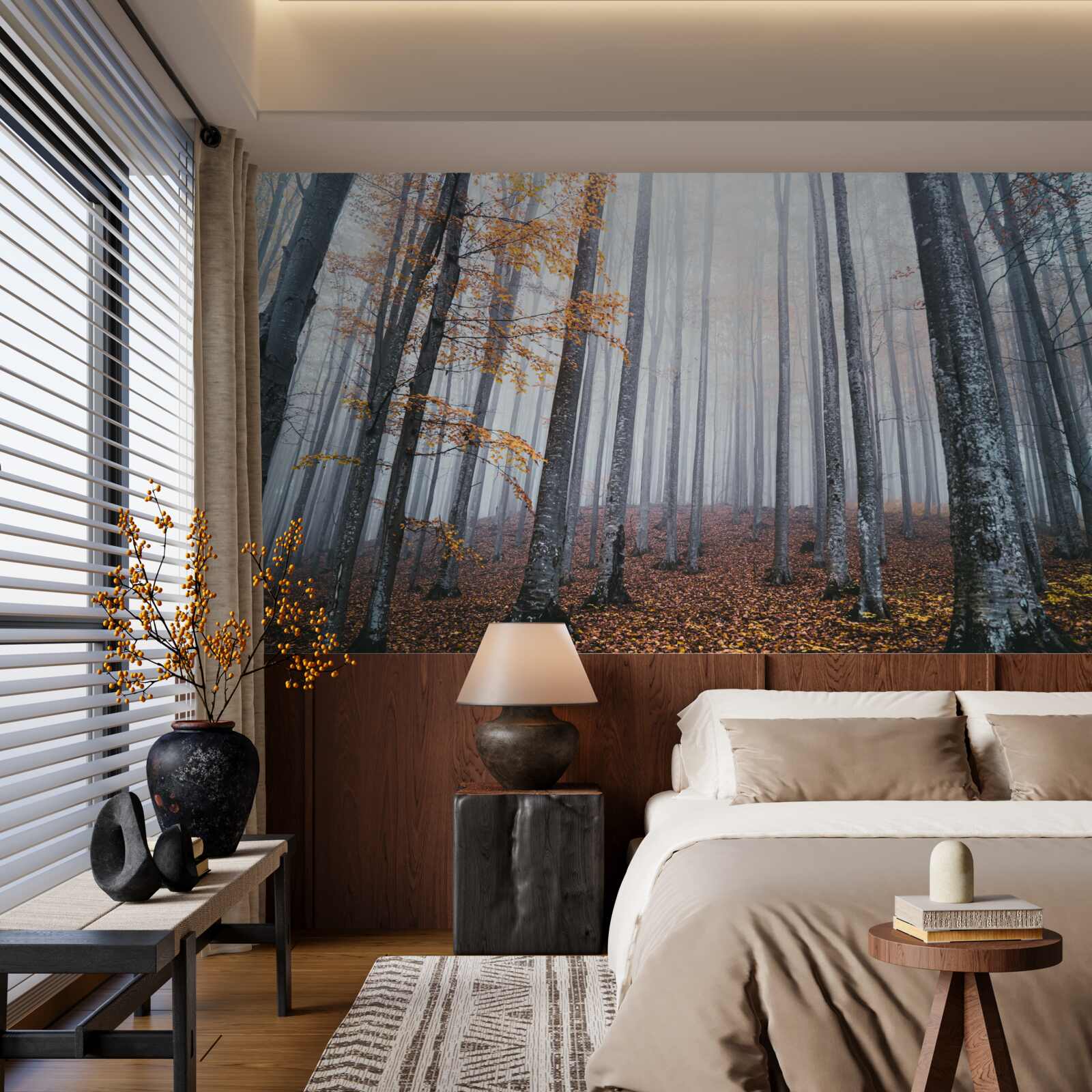 Фотошпалери туман у витонченому осінньому лісі