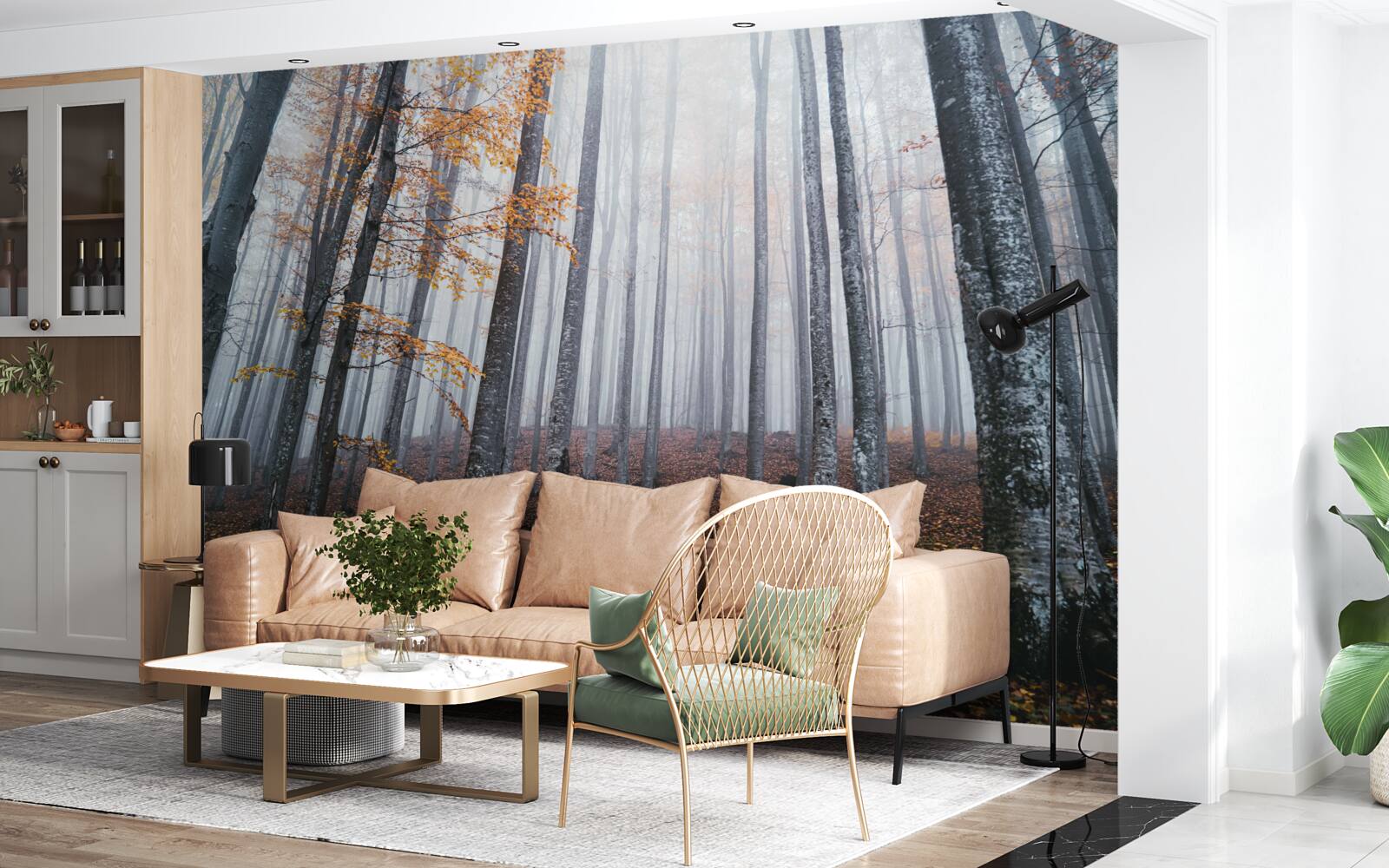 Фотошпалери туман у витонченому осінньому лісі