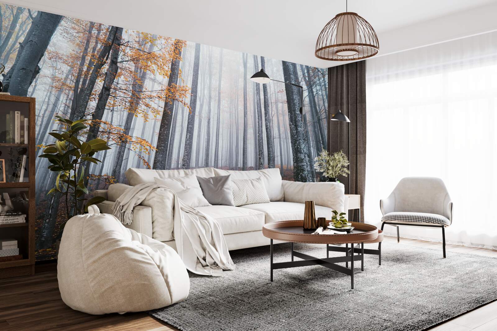 Фотошпалери туман у витонченому осінньому лісі