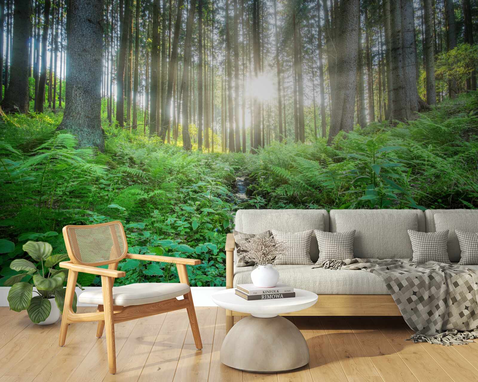 Фотошпалери сонячні промені проникають крізь густий ліс