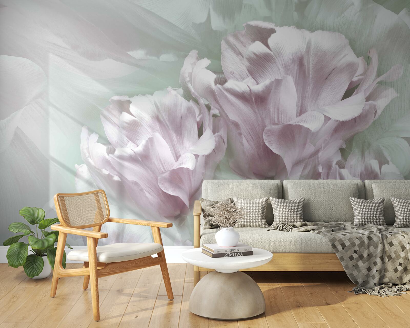 Фотошпалери розкішні, великі, біло-фіолетові квіти