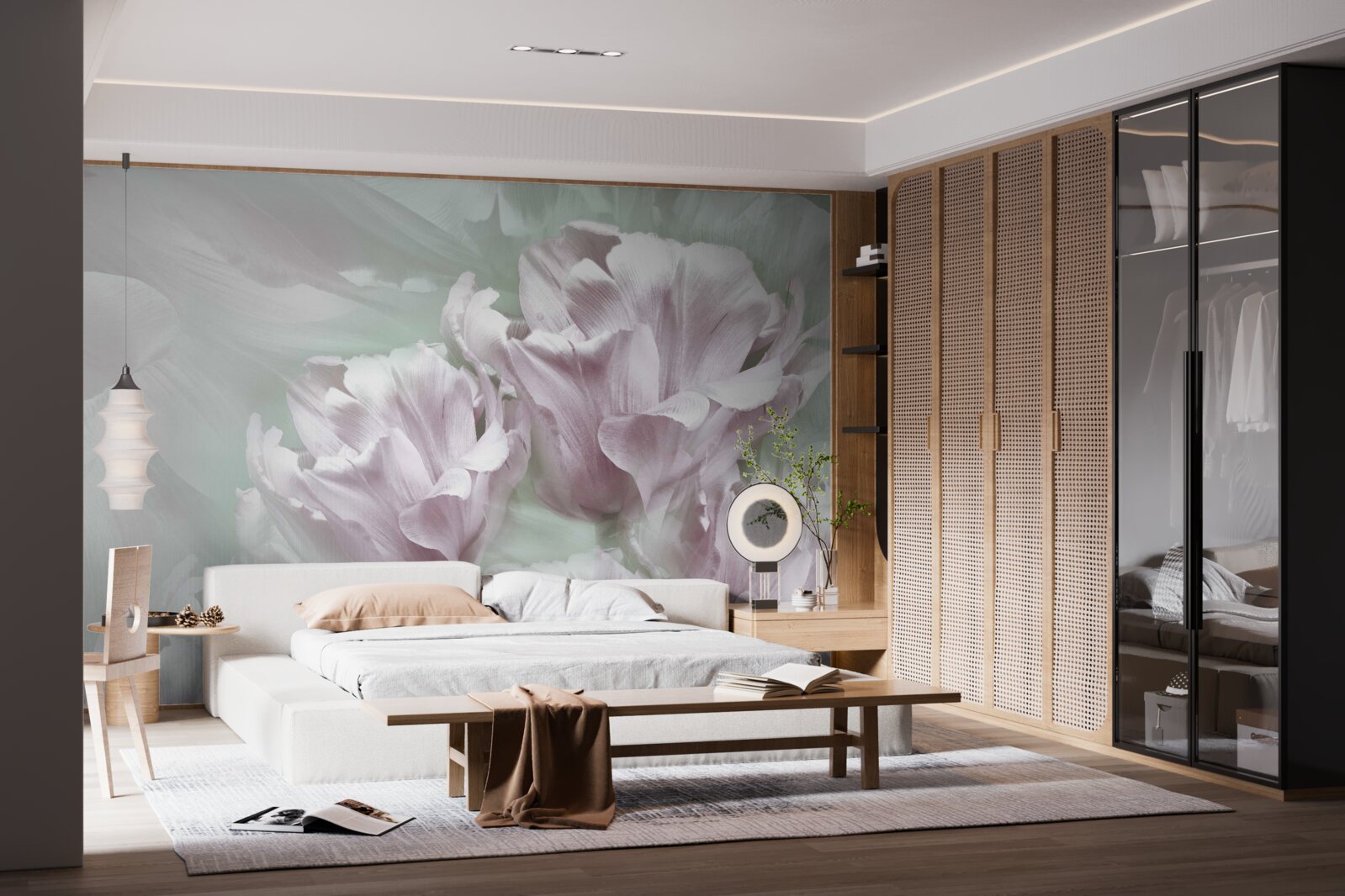 Фотошпалери розкішні, великі, біло-фіолетові квіти