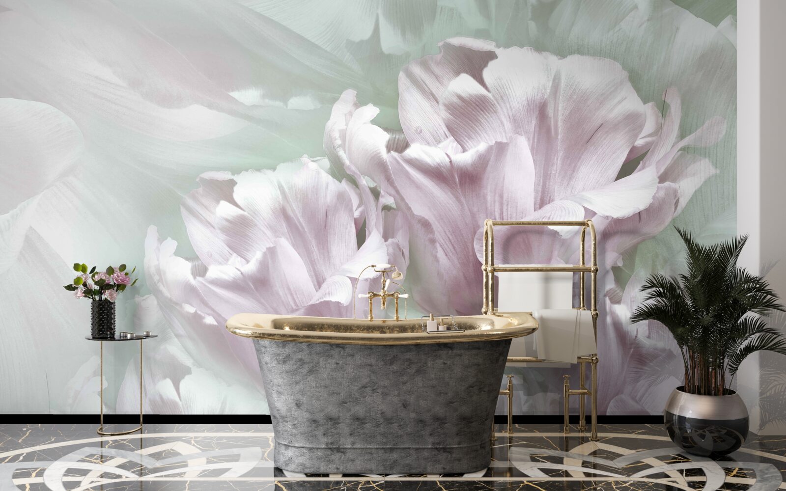 Фотошпалери розкішні, великі, біло-фіолетові квіти