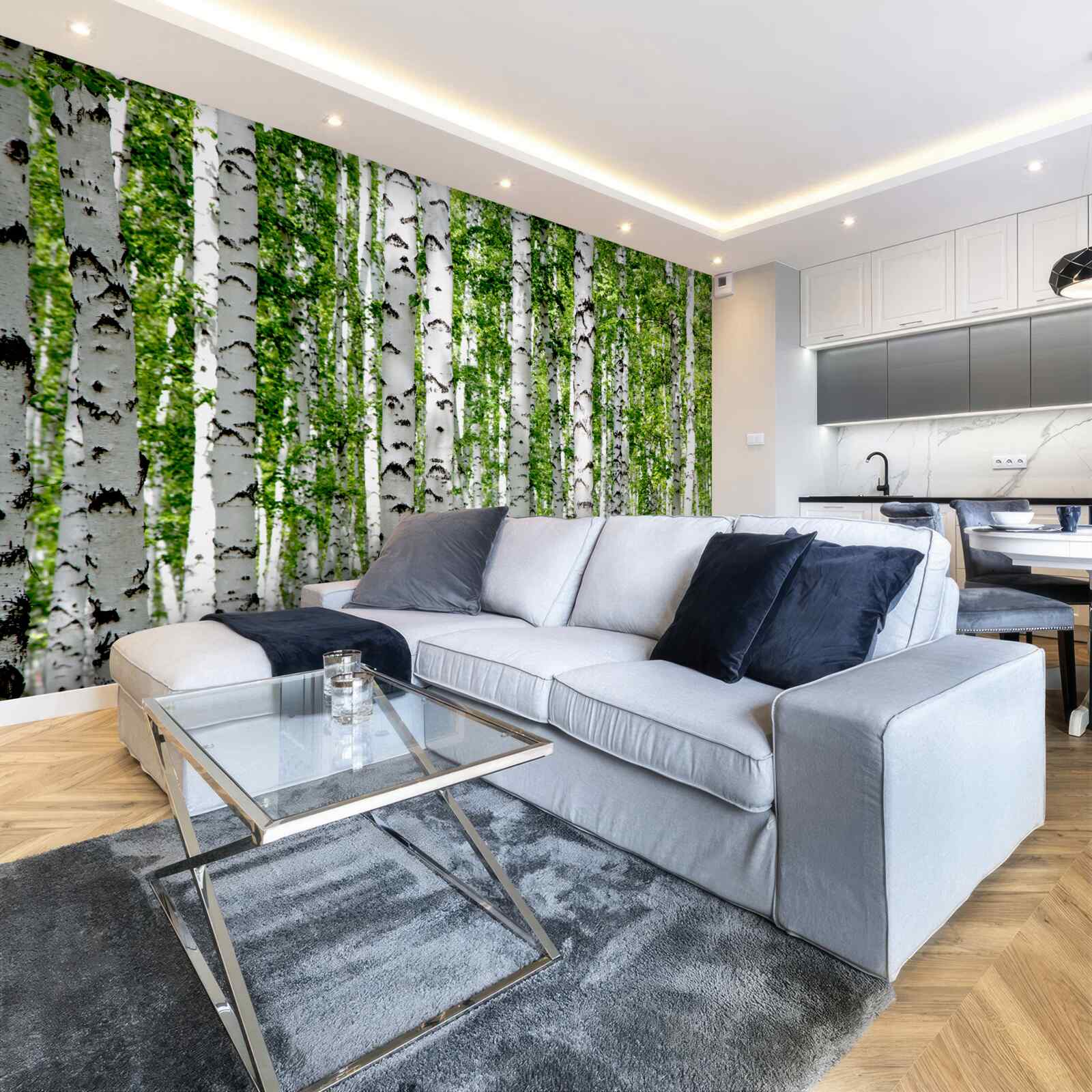 Фотошпалери яскраве листя витончених беріз