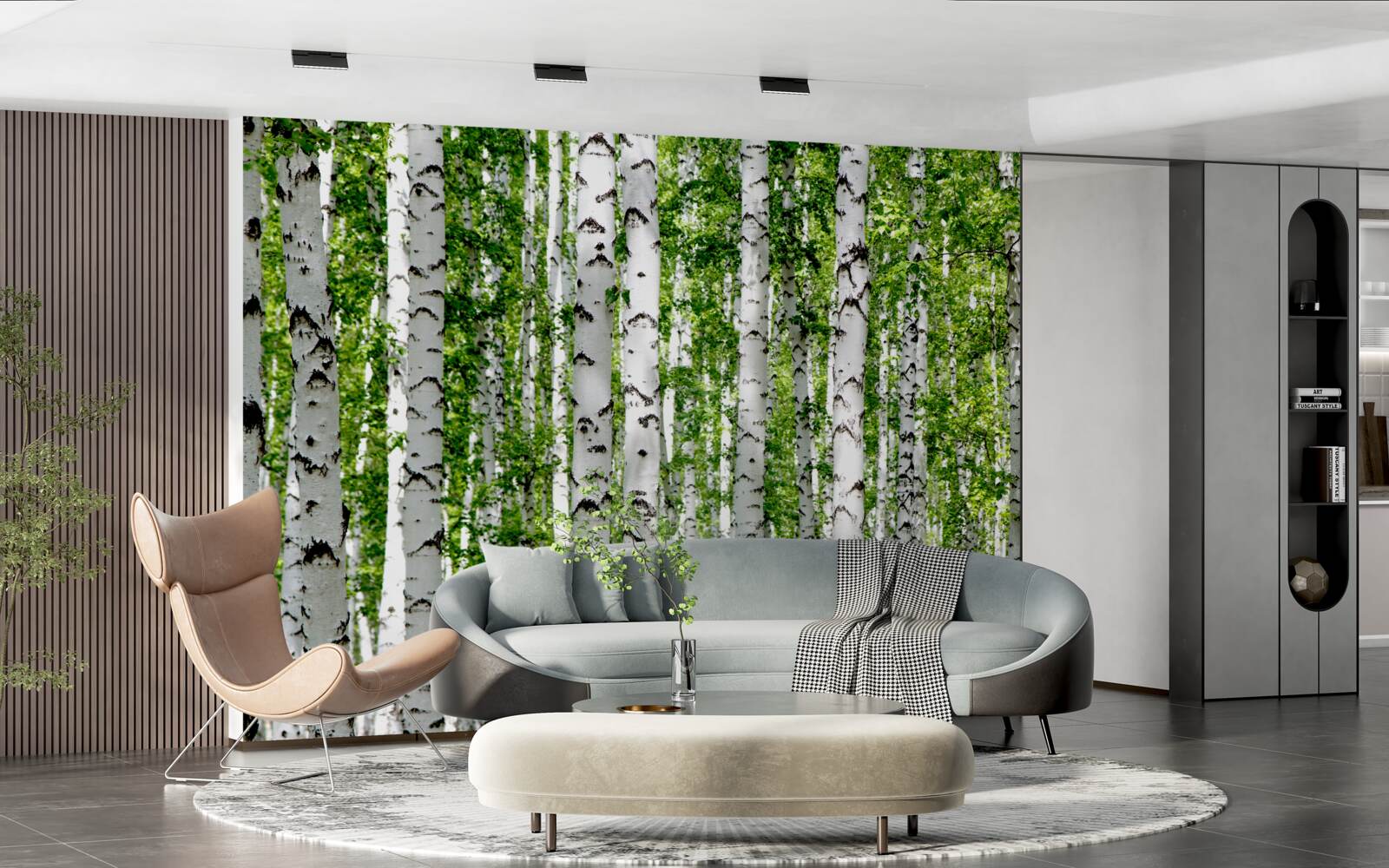 Фотошпалери яскраве листя витончених беріз