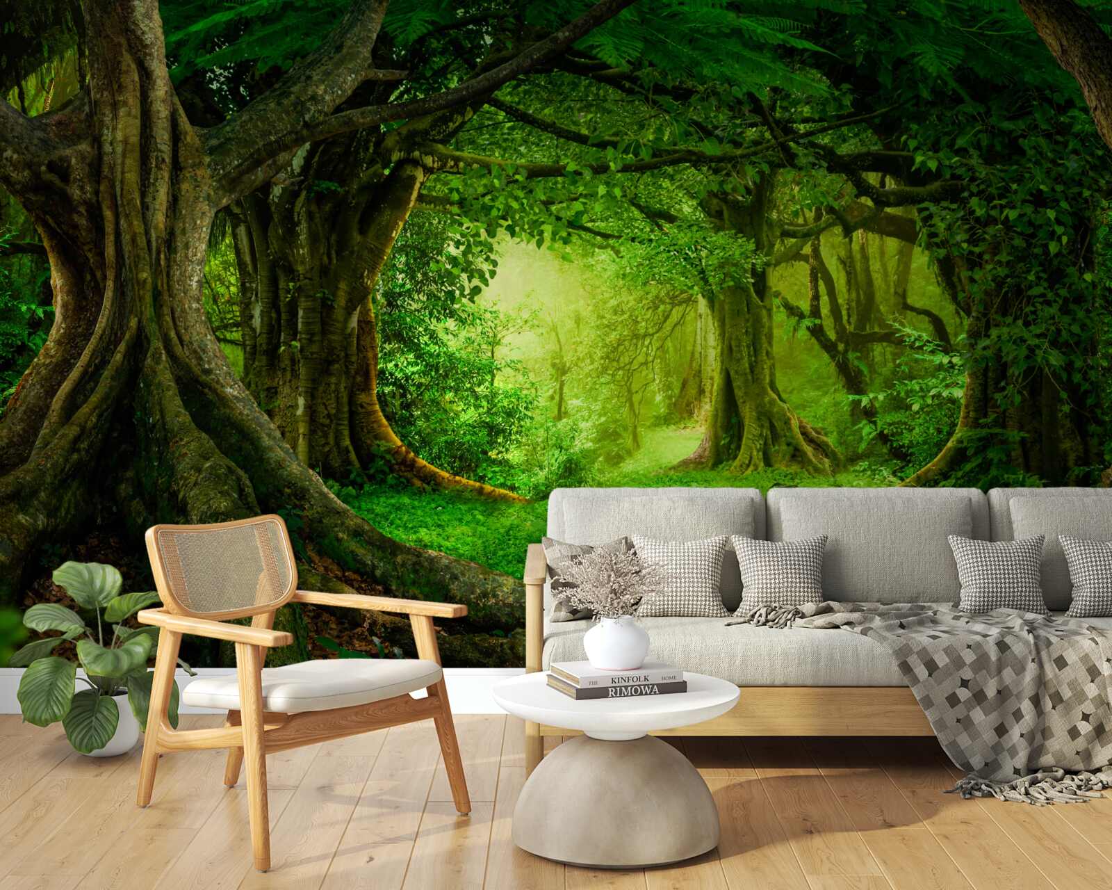 Фотошпалери старовинні дерева в зеленій гущавині