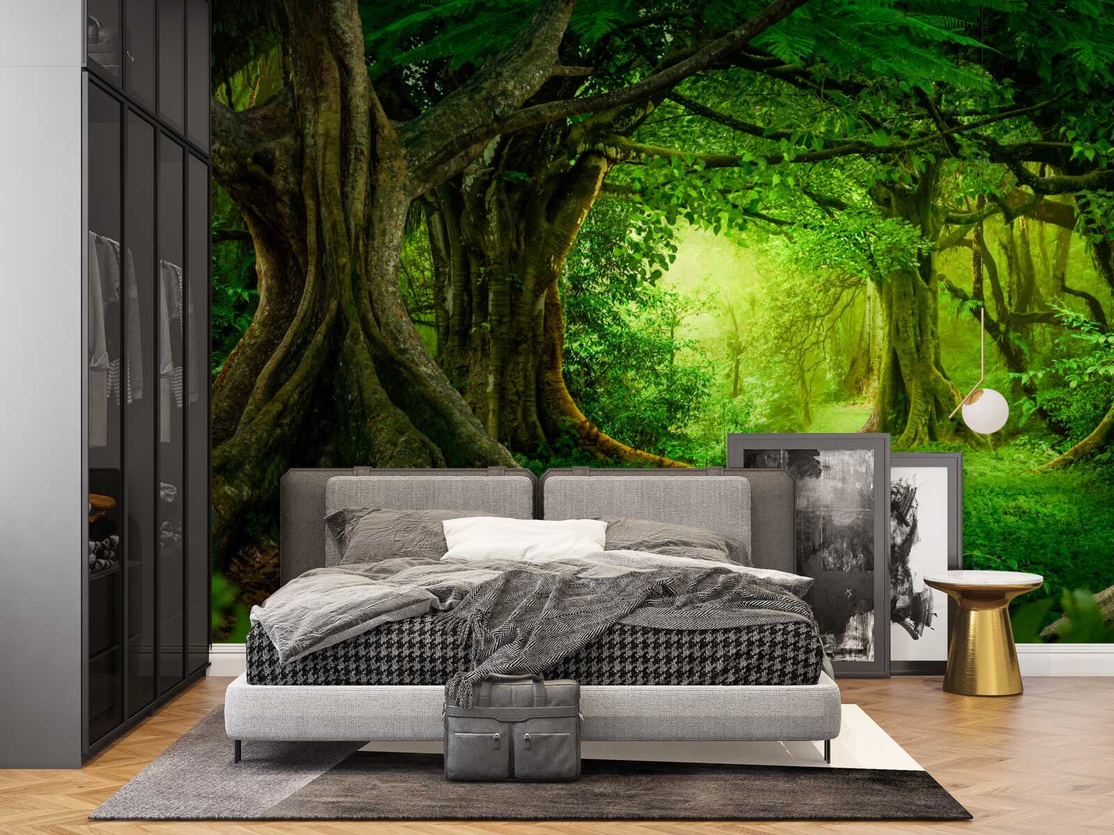 Фотошпалери старовинні дерева в зеленій гущавині