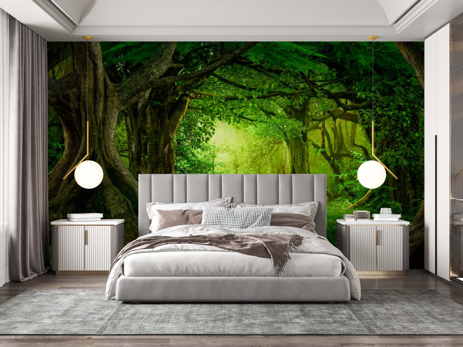 Фотошпалери старовинні дерева в зеленій гущавині