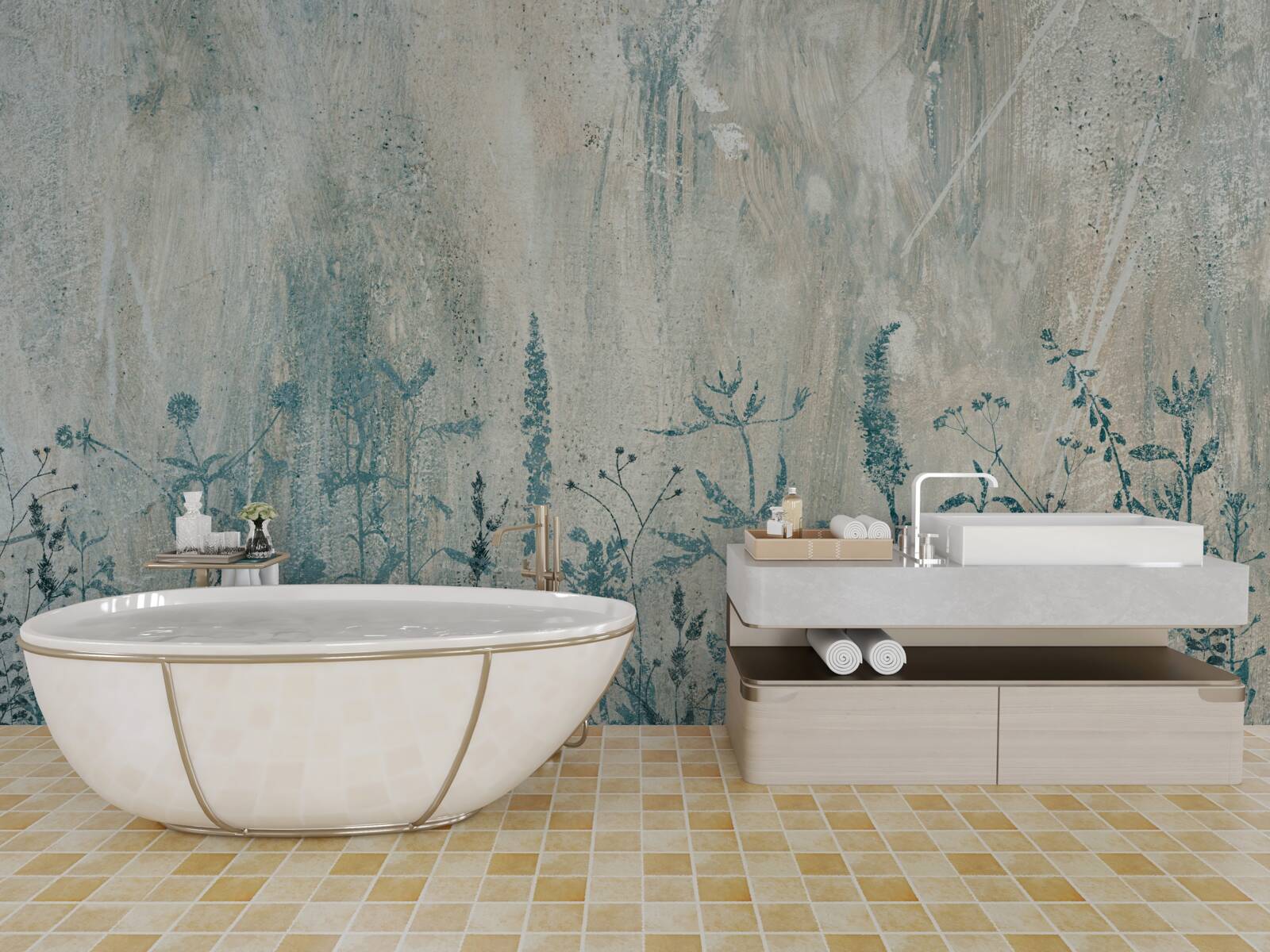 Фотошпалери під час сильних дощів польові рослини розквітають