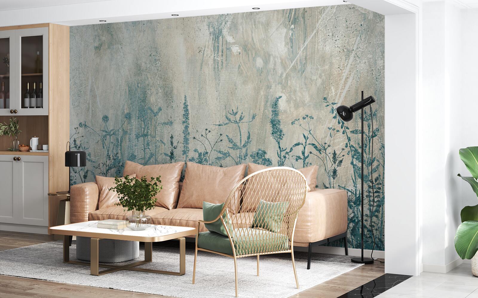 Фотошпалери під час сильних дощів польові рослини розквітають