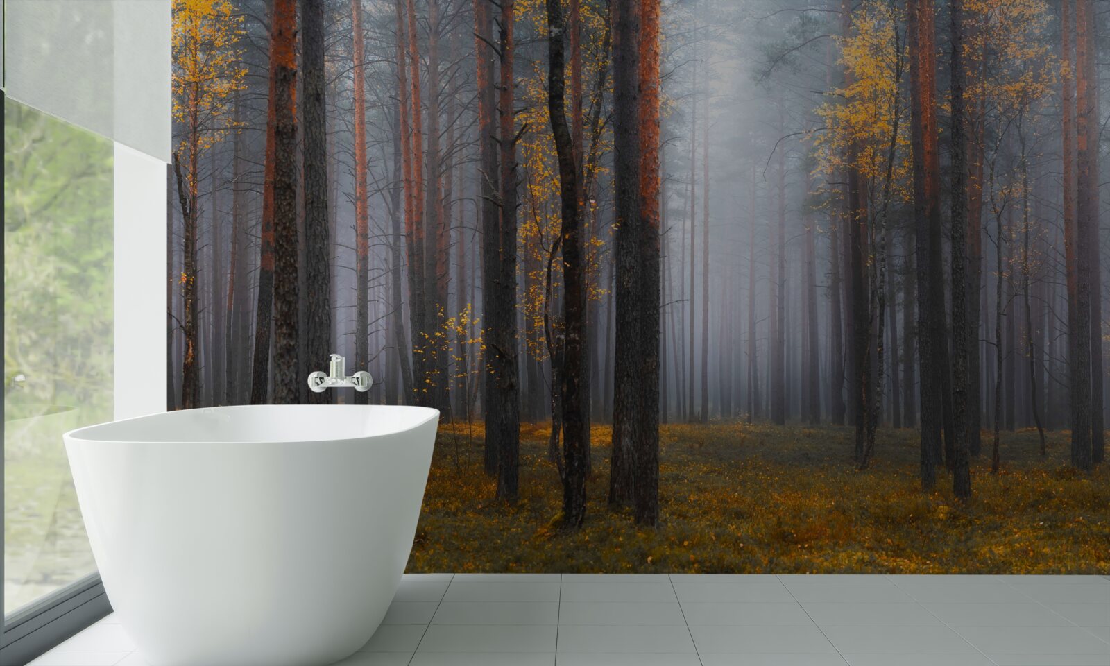 Фотошпалери густий туман огортає ліс