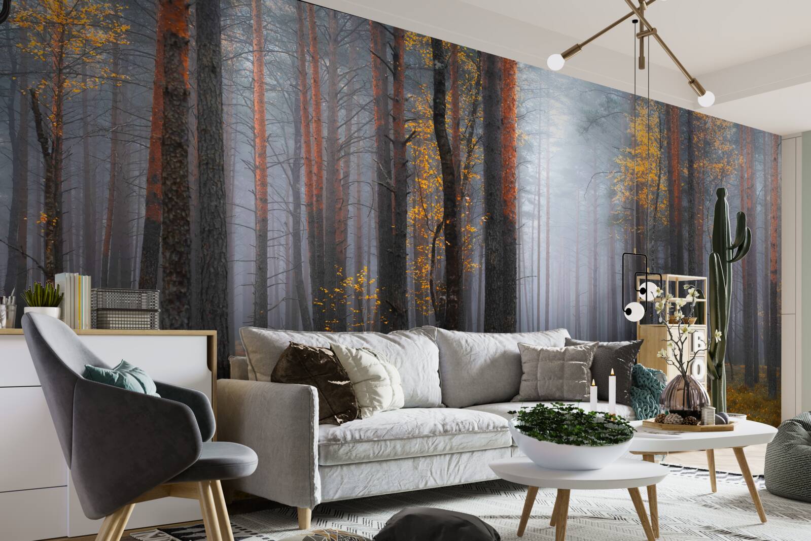 Фотошпалери густий туман огортає ліс