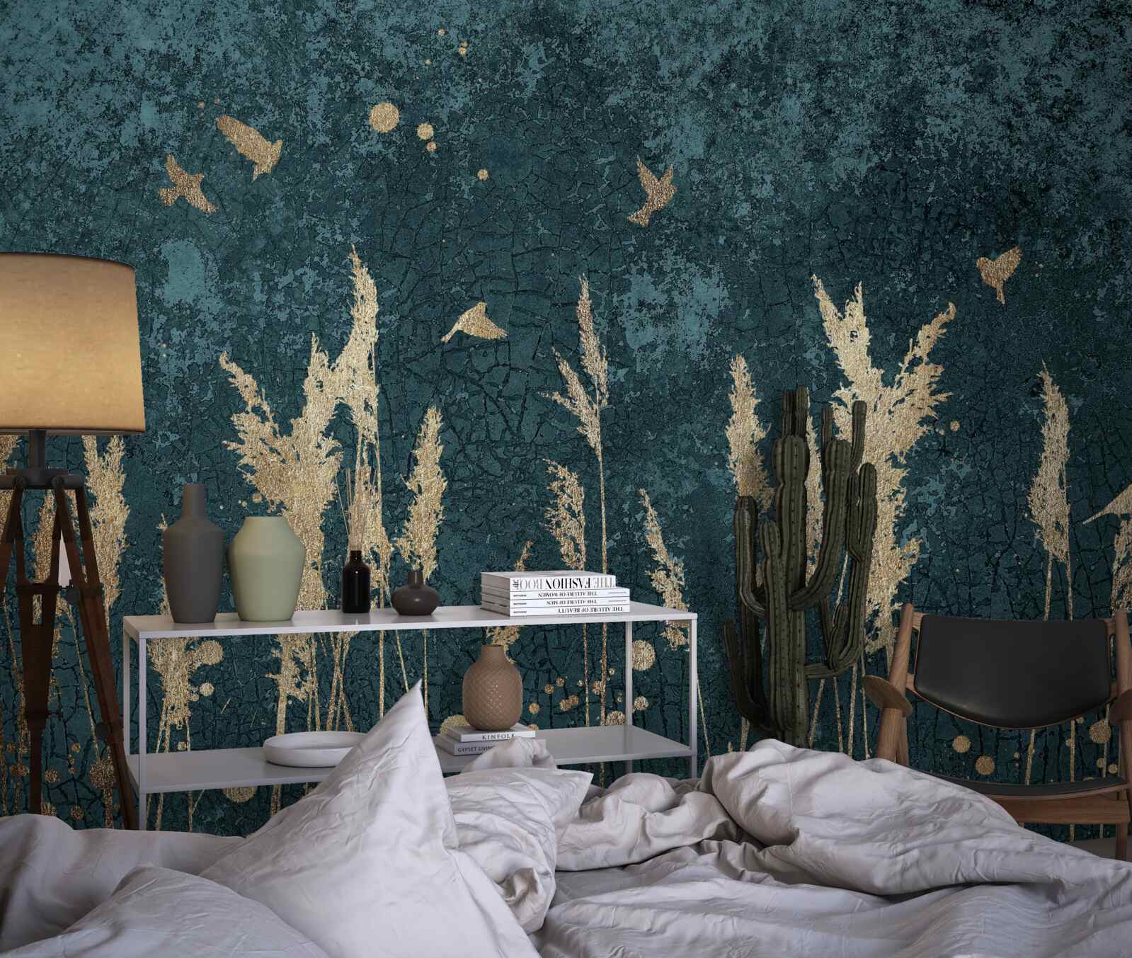 Фотошпалери ввечері птахи пролітають над луками