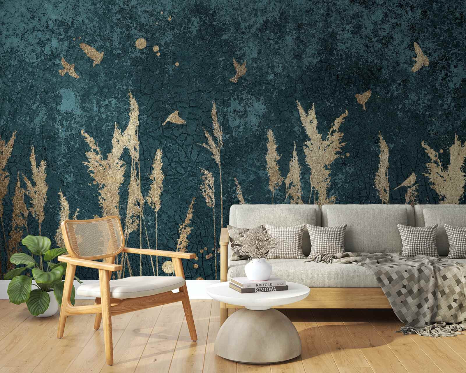 Фотошпалери ввечері птахи пролітають над луками