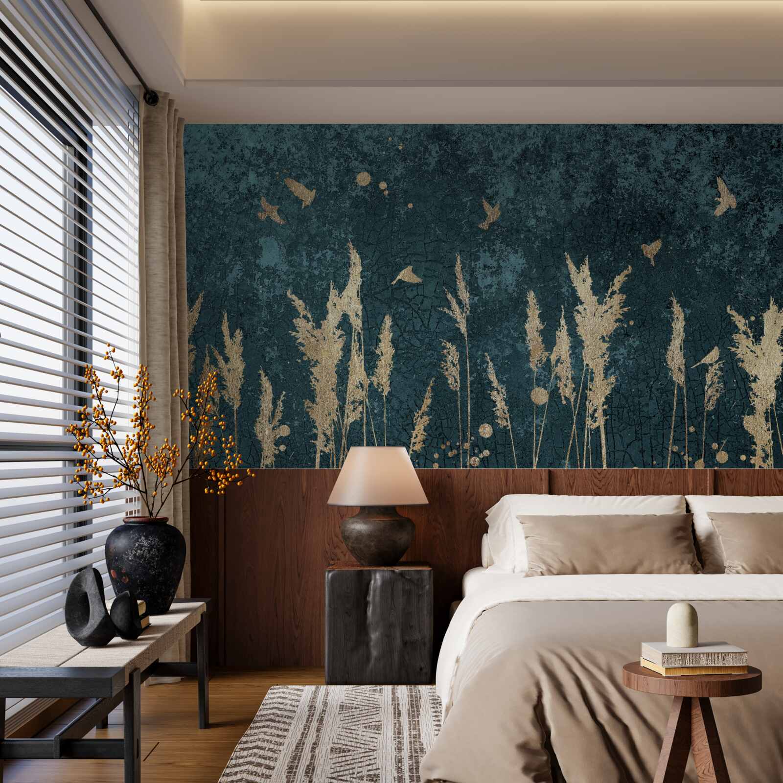 Фотошпалери ввечері птахи пролітають над луками