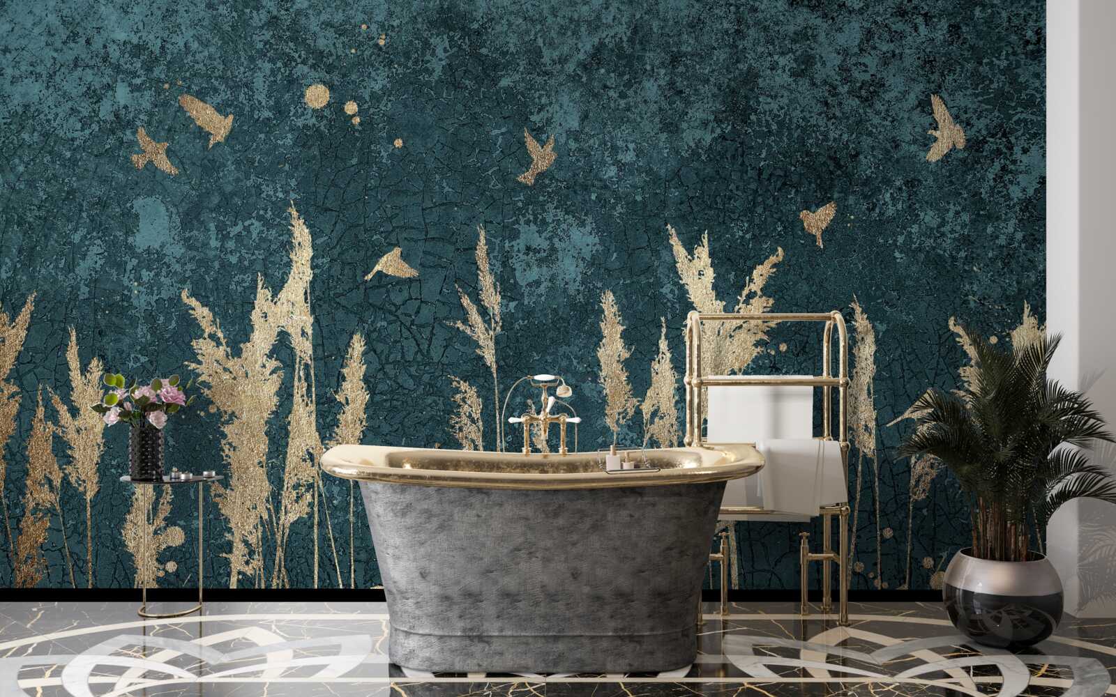 Фотошпалери ввечері птахи пролітають над луками