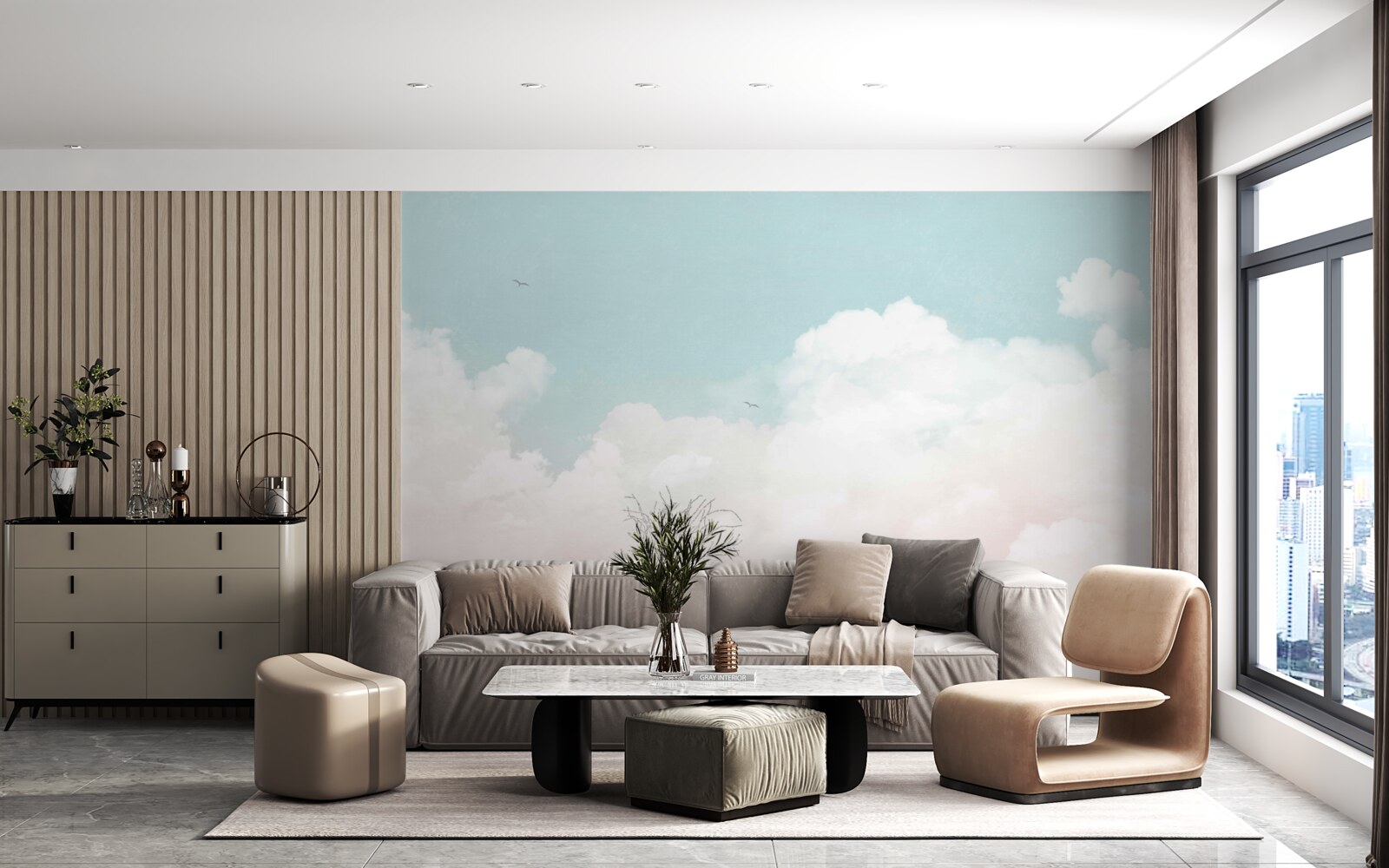 Фотошпалери густі молочні хмари