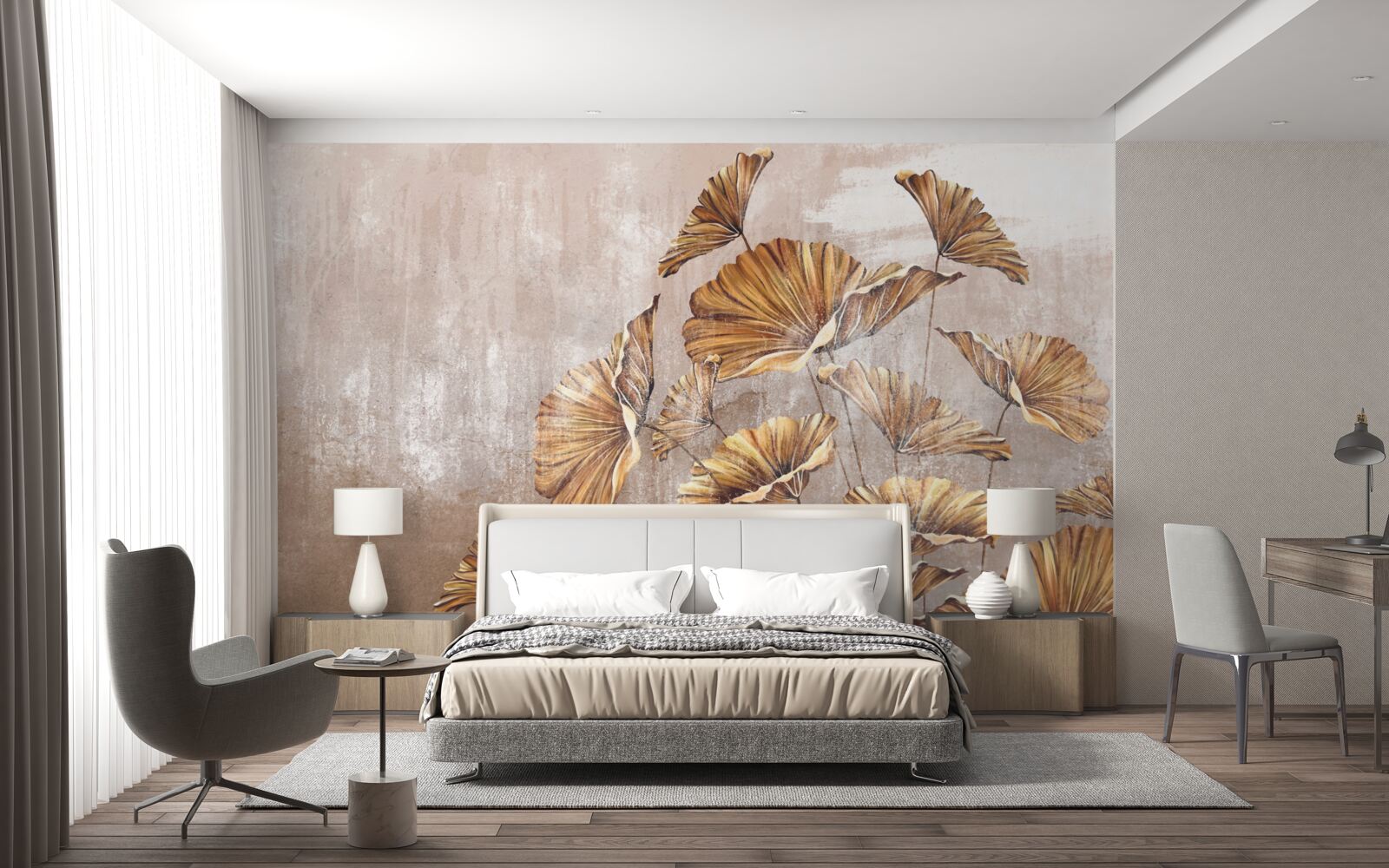 Фотошпалери осінні квіти під дощем