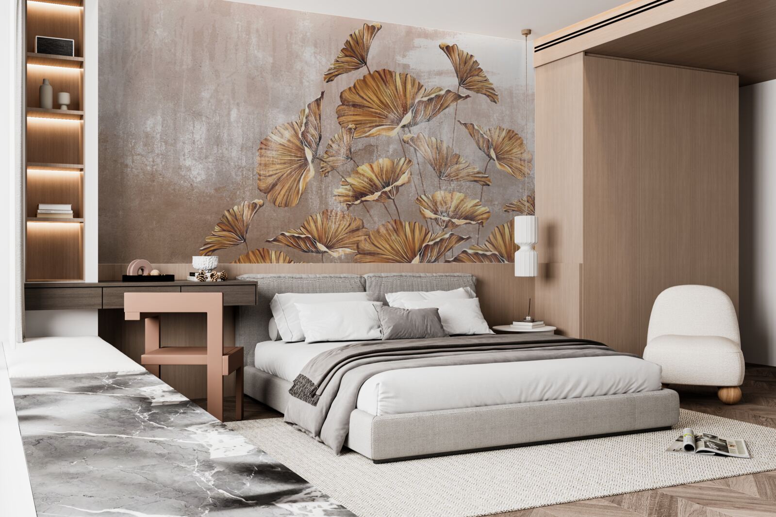 Фотошпалери осінні квіти під дощем