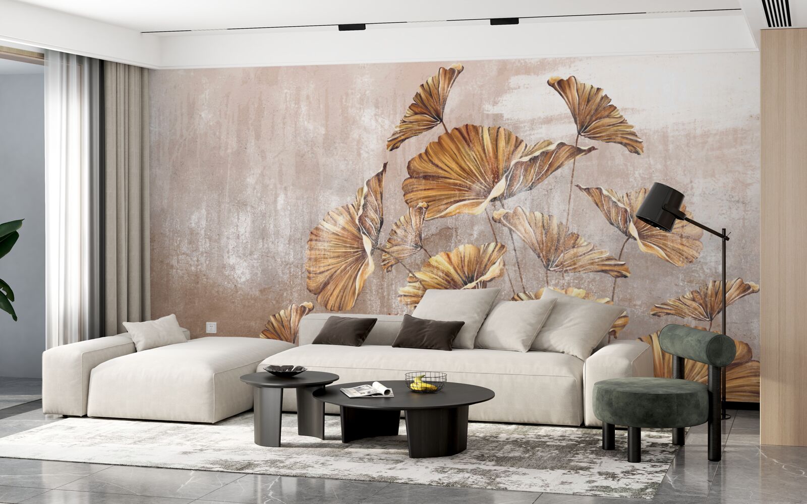 Фотошпалери осінні квіти під дощем