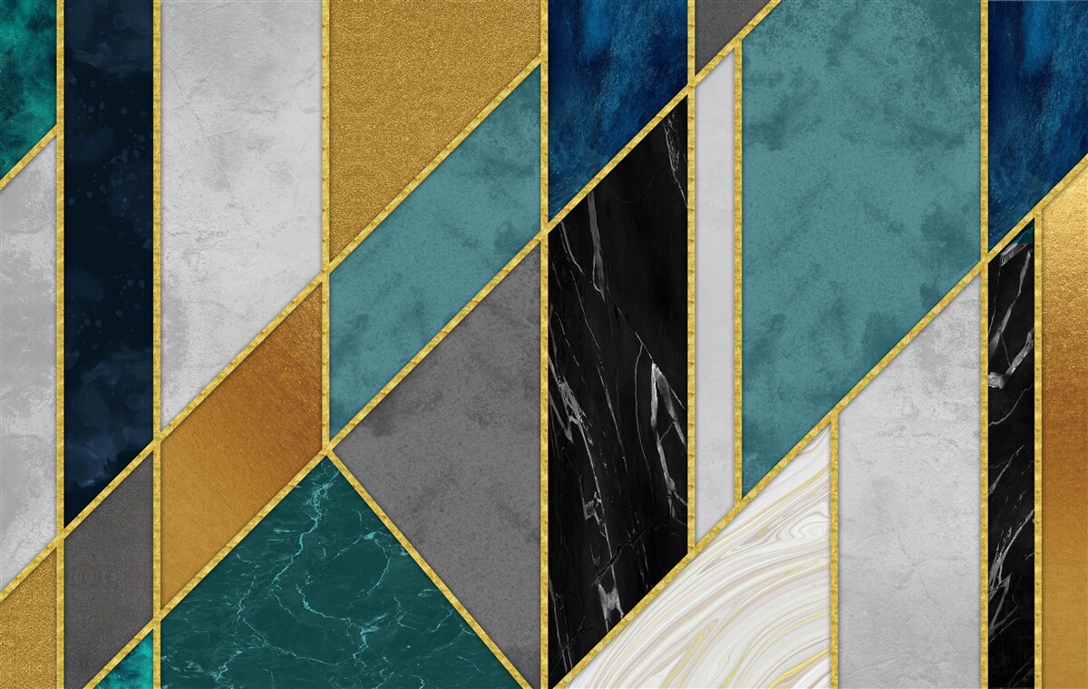 Фотошпалери мармур різних кольорів, оздоблений позолоченими фігурками