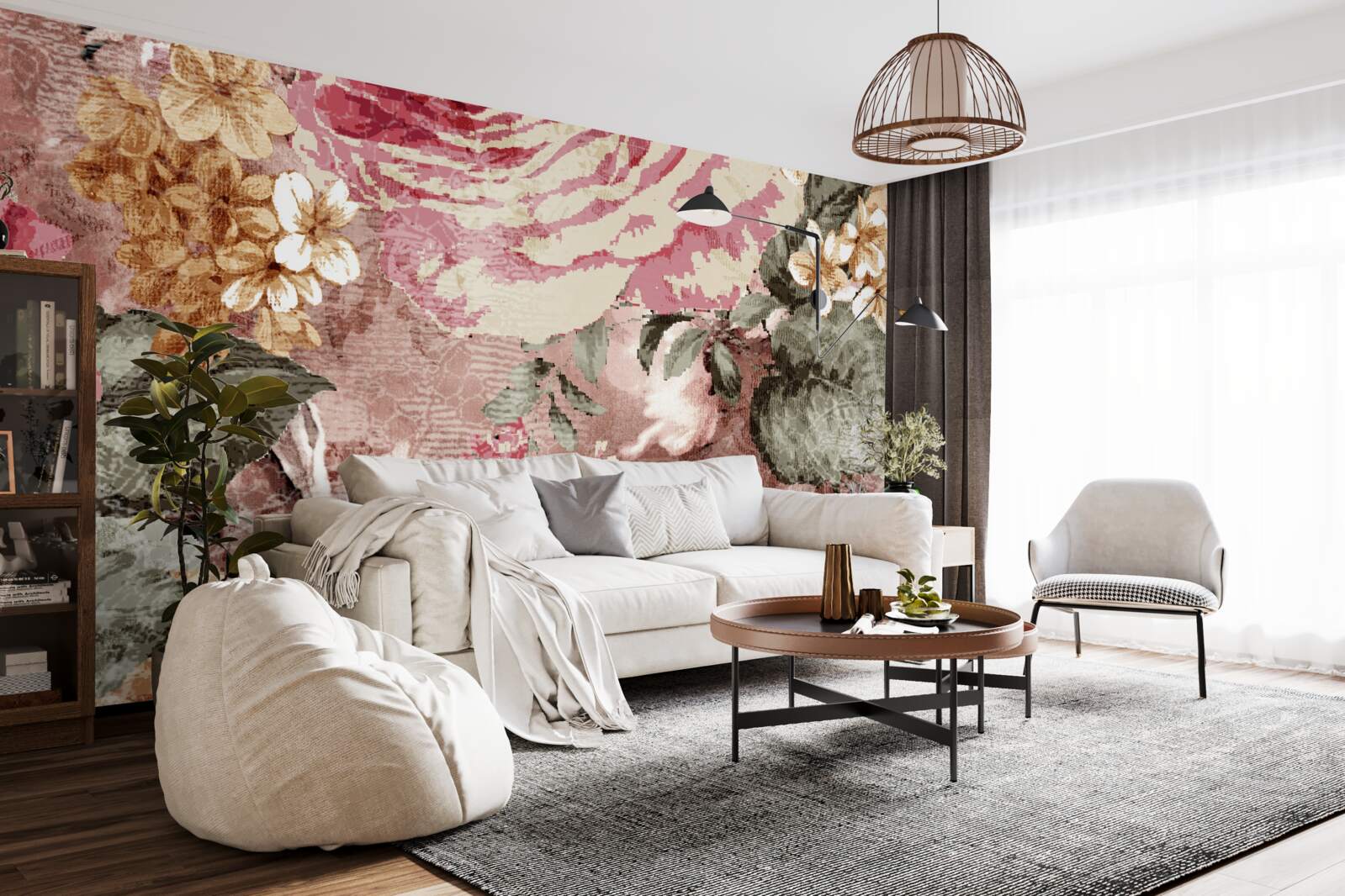 Фотошпалери велика кількість квітів і рослин - це абстракція