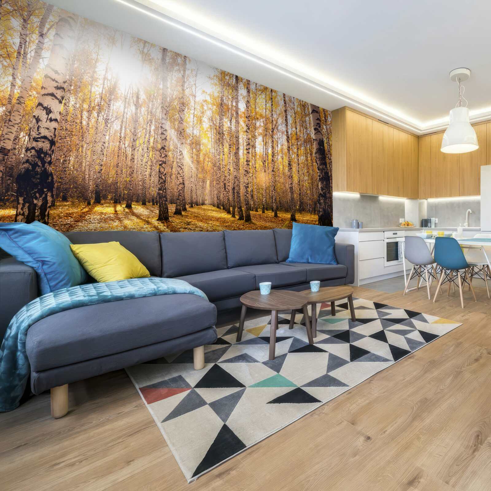 Фотошпалери промайнуло на світанку осіннього гаю