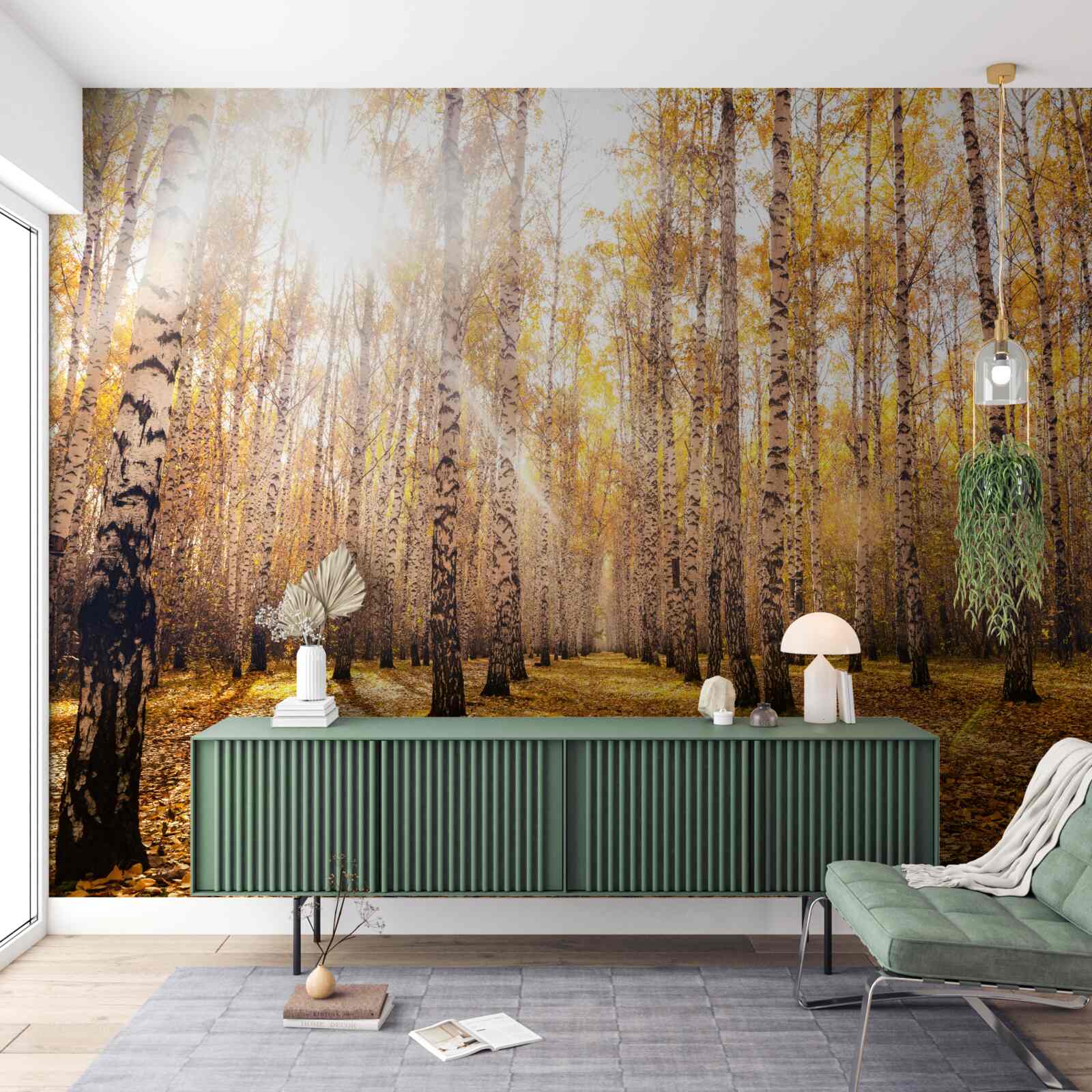 Фотошпалери промайнуло на світанку осіннього гаю