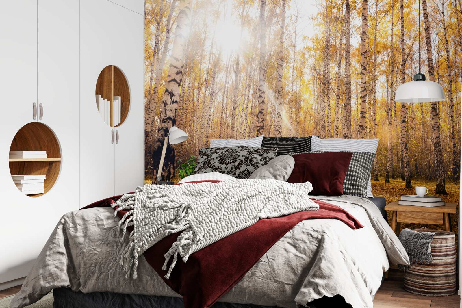 Фотошпалери промайнуло на світанку осіннього гаю