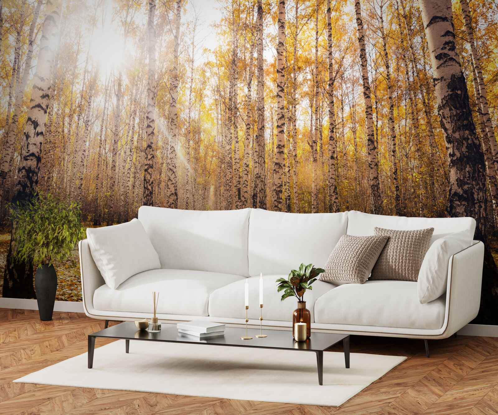 Фотошпалери промайнуло на світанку осіннього гаю