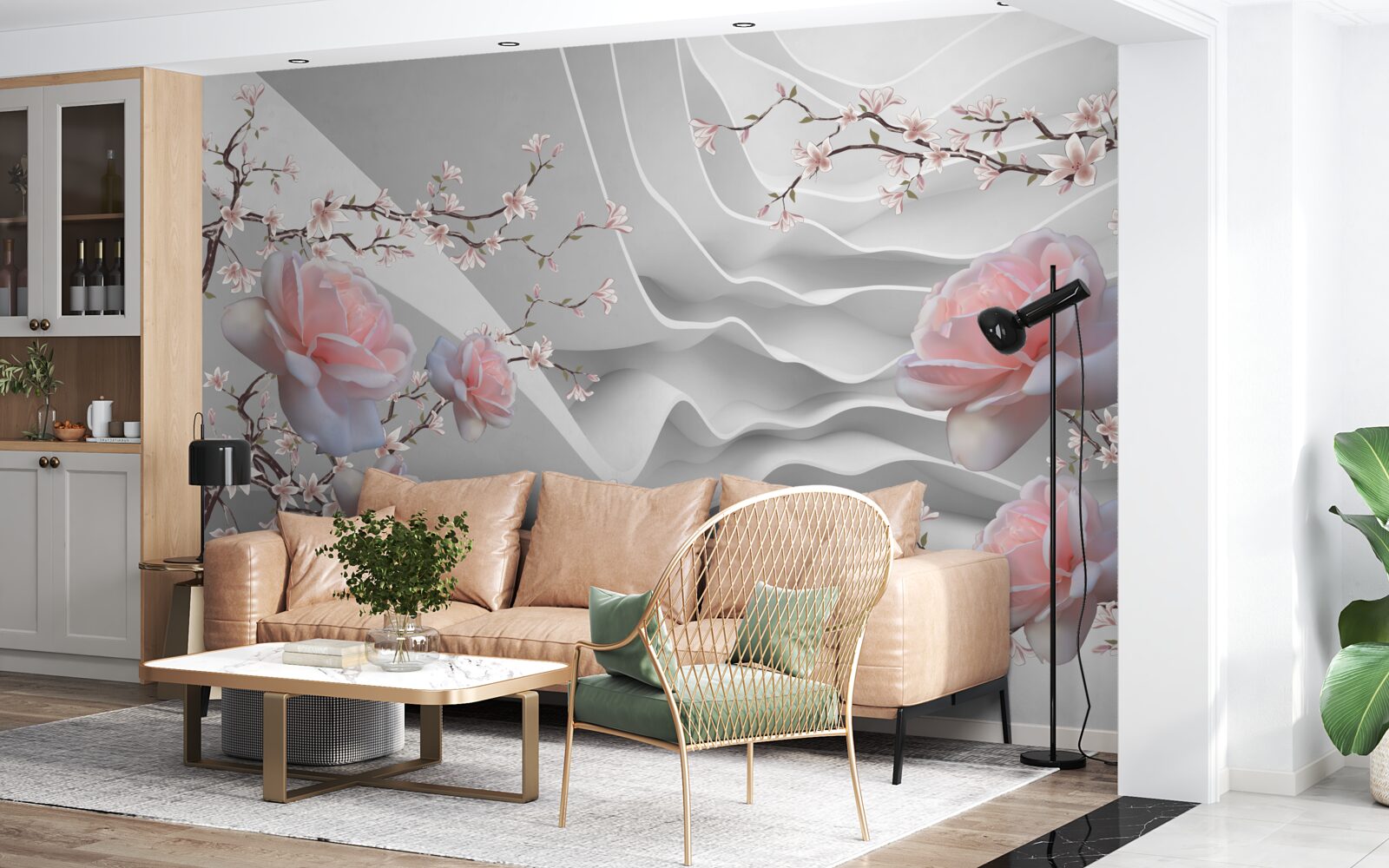 Фотошпалери абстрактний фон гармонійно підкреслює ніжність троянди