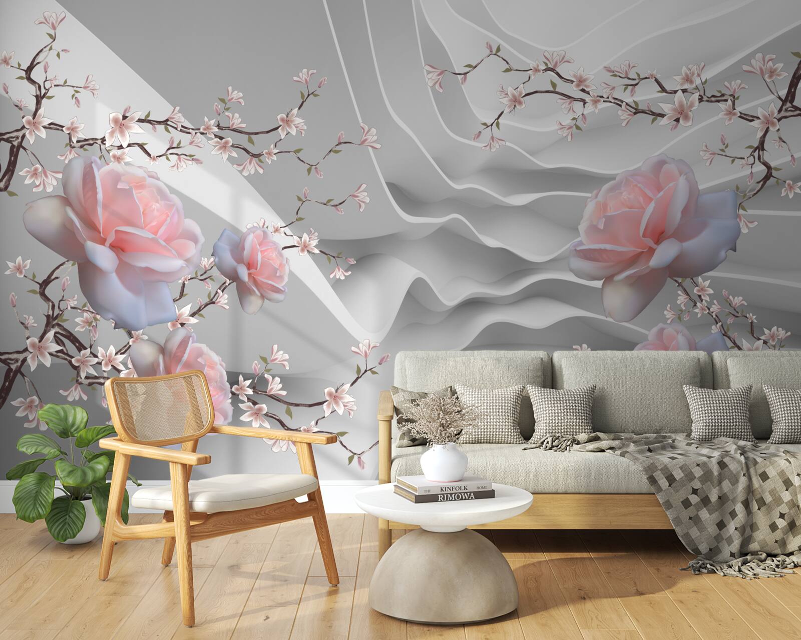 Фотошпалери абстрактний фон гармонійно підкреслює ніжність троянди