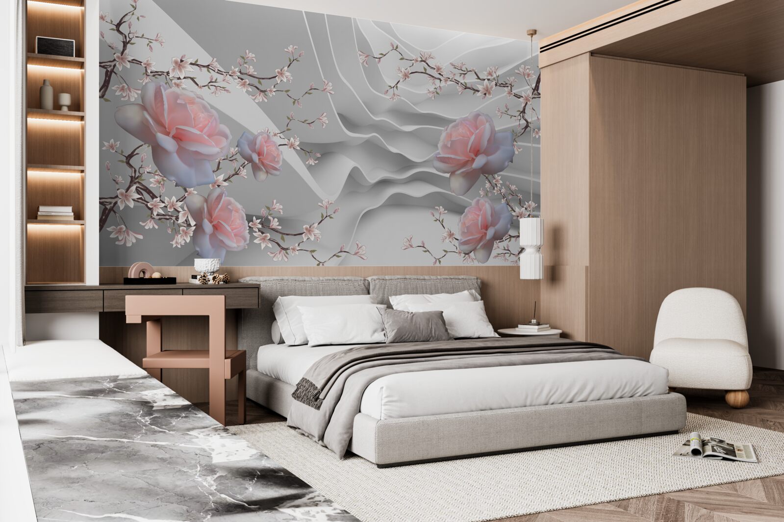 Фотошпалери абстрактний фон гармонійно підкреслює ніжність троянди