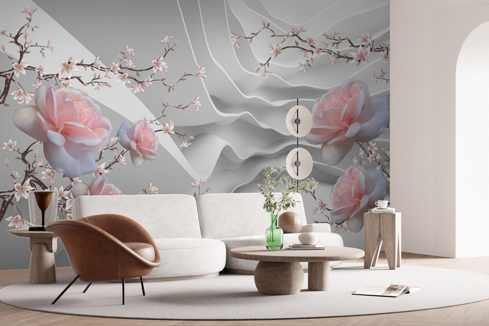 Фотошпалери абстрактний фон гармонійно підкреслює ніжність троянди