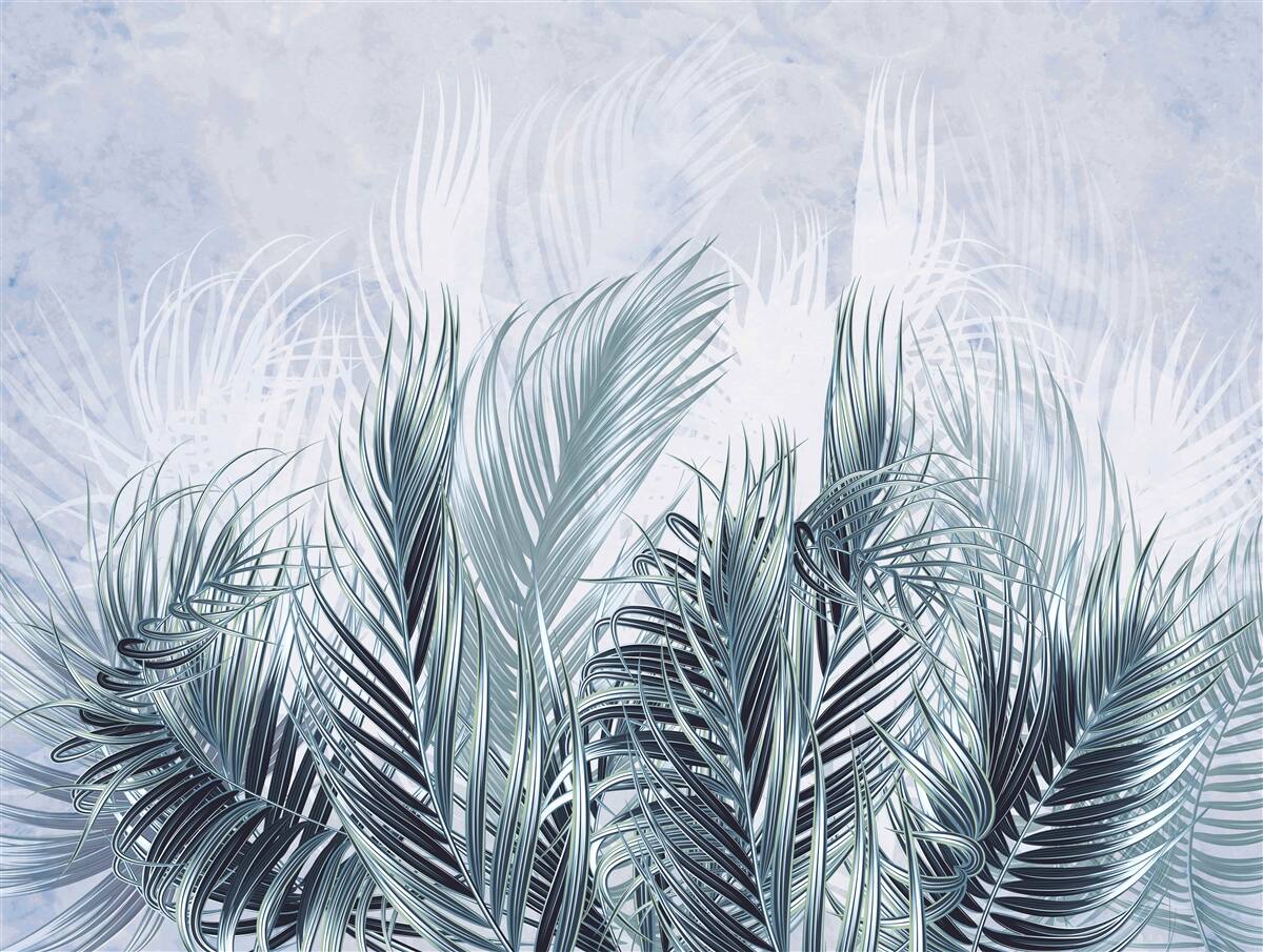 Фотошпалери пір'я, як туман серед листя