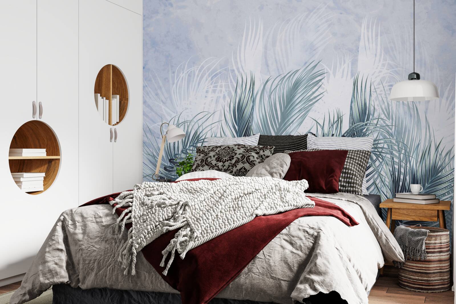 Фотошпалери пір'я, як туман серед листя