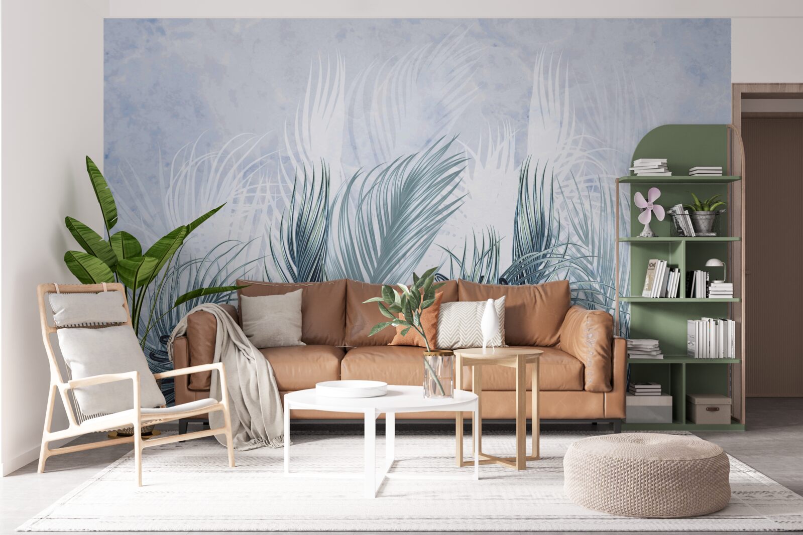 Фотошпалери пір'я, як туман серед листя