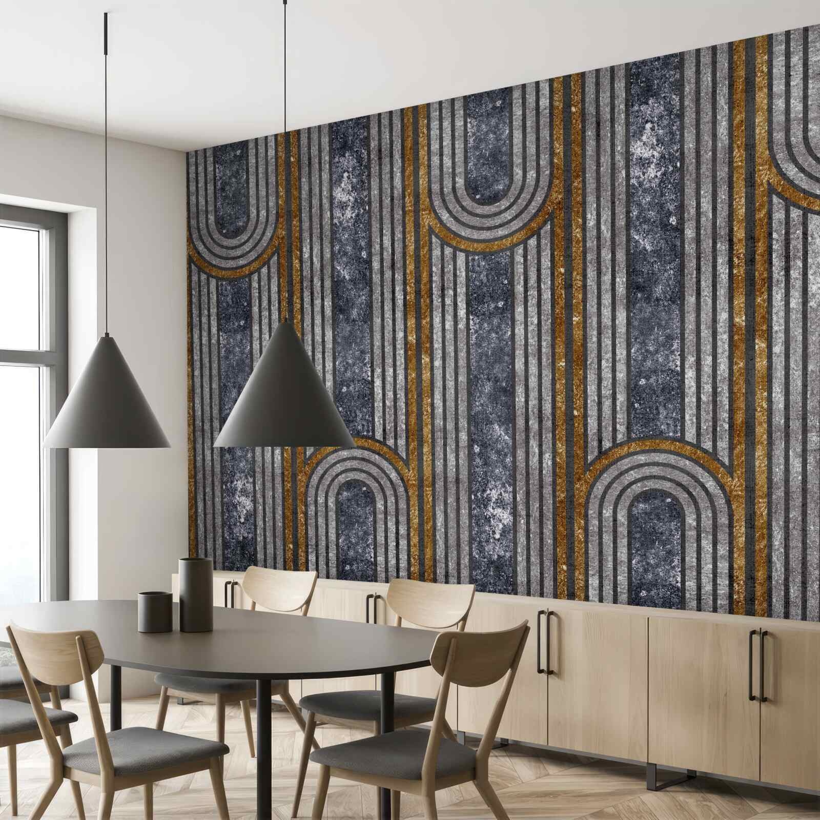 Фотошпалери вертикальні лінії, які залишаються прямими, і ті, що згинаються