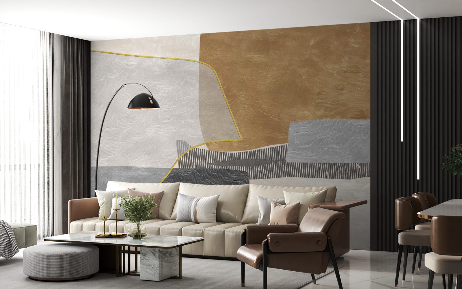 Фотошпалери корабель долає водні простори абстракції